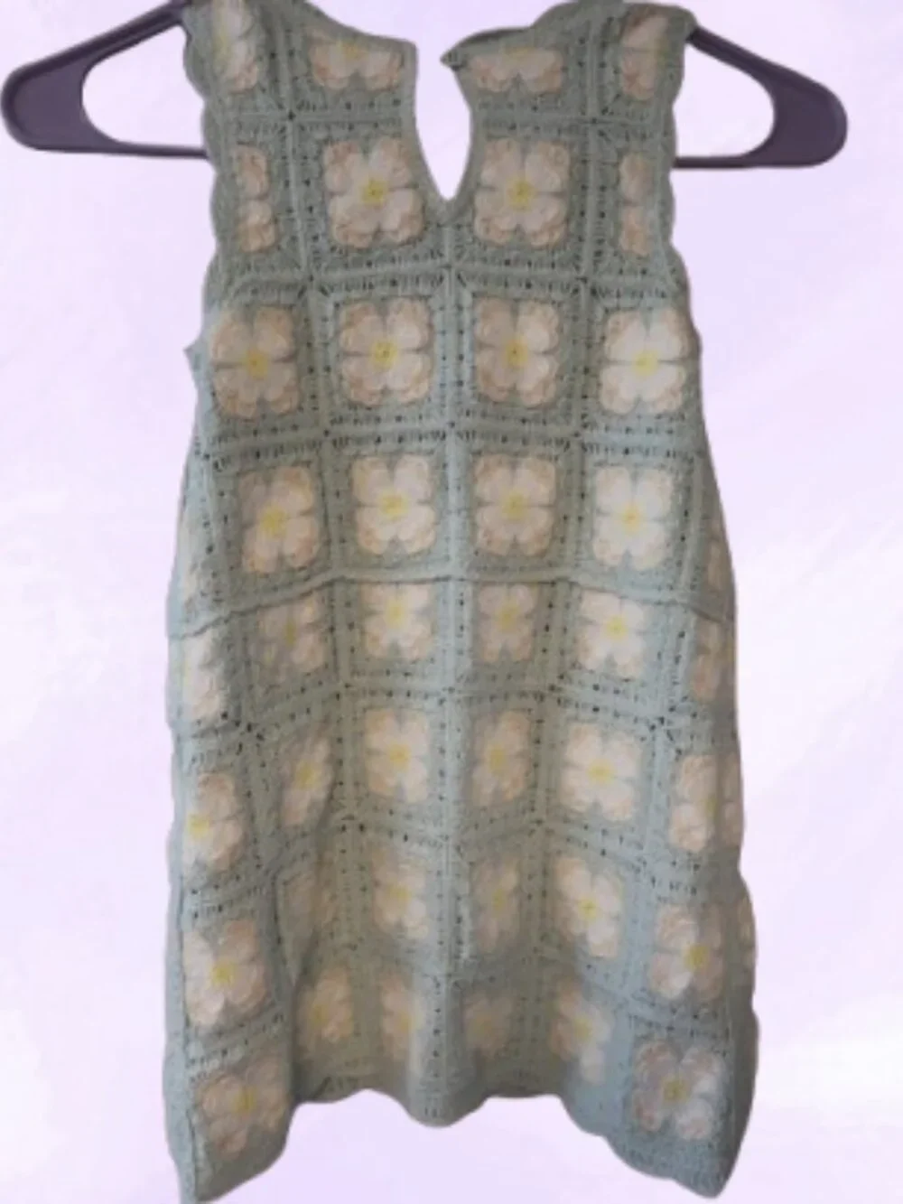 Haute Hippie floral crochet sleeveless summer dress in blue, beige, white floral